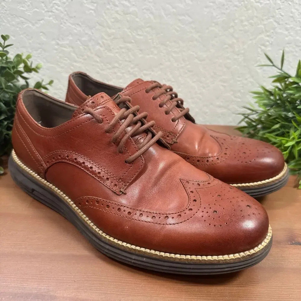Cole Haan Men's OriginalGrand Remastered Wingtip Oxford Brown Shoes Size 9.5